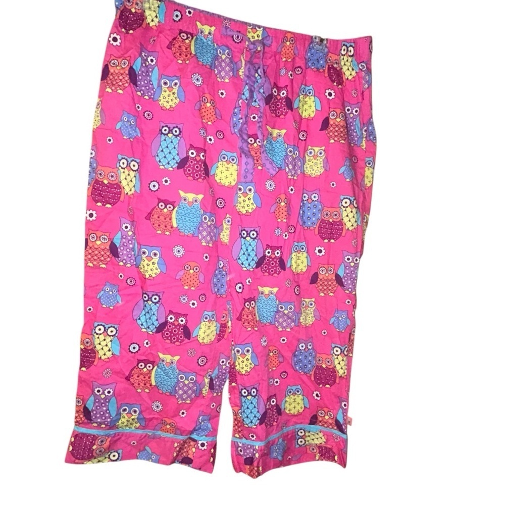 Nick & Nora pink dark owl wide leg pajama lounge capris size XXL Pjs